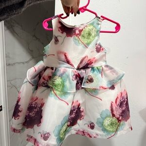 Janie and Jack Floral Kids Dress - White, Pink, Green
